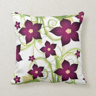 elegant fuchsia pink floral throw pillow
