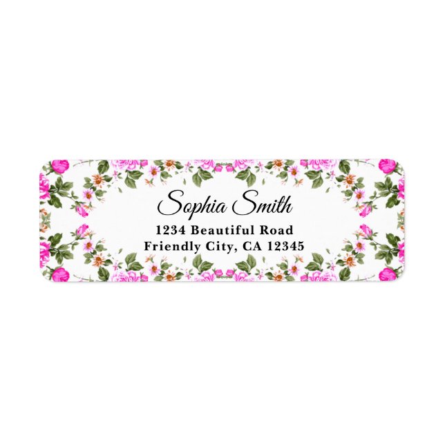 Elegant Fuchsia Pink Rose Flowers (Front)