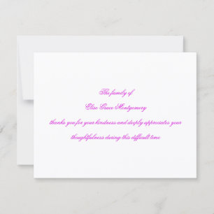 Elegant Fuchsia Script Funeral Acknowledgement Thank You Card