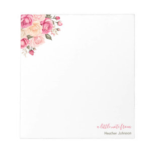 Elegant Fucia Pink and Ivory Rose Custom Notepad