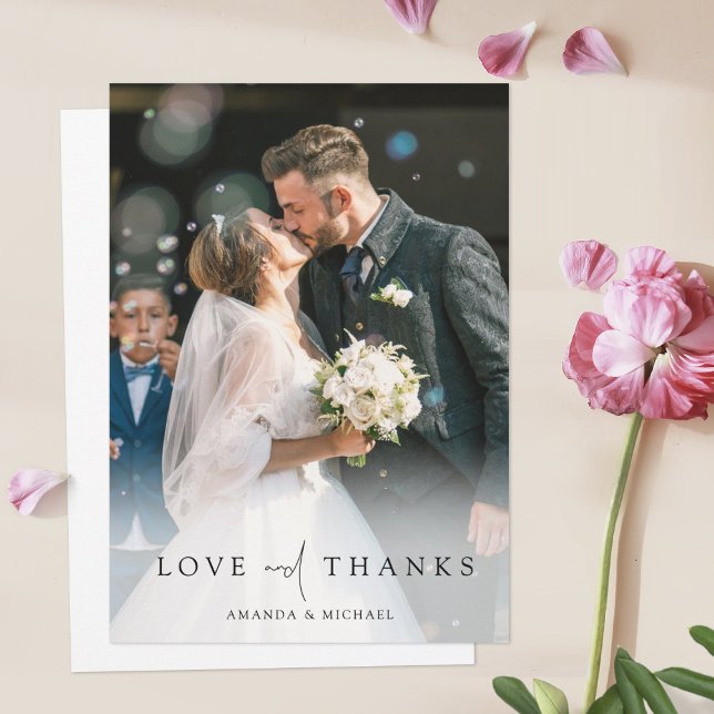 Elegant Full Photo Personalised Wedding  Thank You Card (Creator Uploaded)