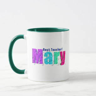 Elegant Fun Colorful "Mary" on Water Drops, Blue Mug