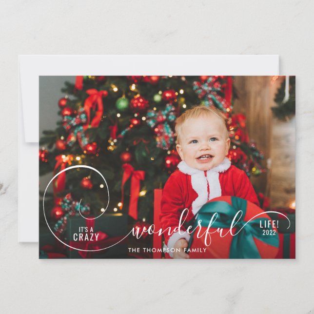 Elegant Fun Crazy Wonderful Photo Holiday Card (Front)