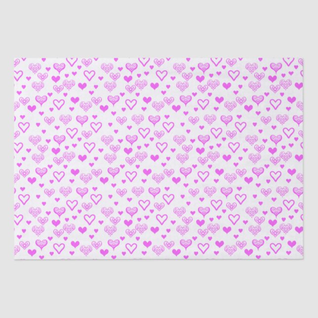 Elegant Fun Decorative Pink Hearts Pattern Tissue Paper (Front)