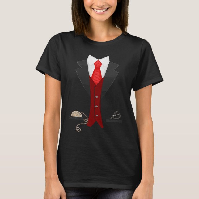 Elegant Fun Fake Tuxedo Suit Nice Black Tie T-Shirt (Front)