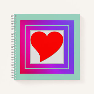 Elegant Fun Girly Red Heart, Purple Pink and Teal Notebook