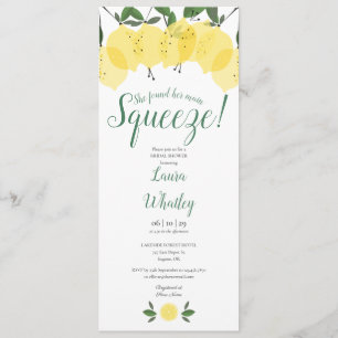 Elegant Fun Main Squeeze Lemon Bridal Shower Invitation