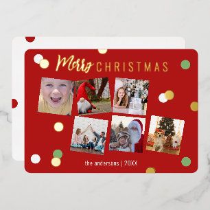 Elegant Fun Merry Christmas Custom Photo Foil Holiday Card