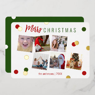 Elegant Fun Merry Christmas Custom Photo Foil Holiday Card