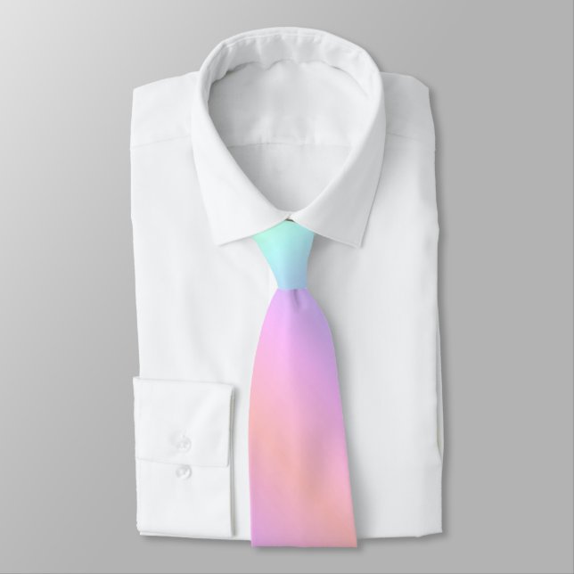 Elegant Fun Soft Abstract Rainbow Colour Stripes Tie (Tied)