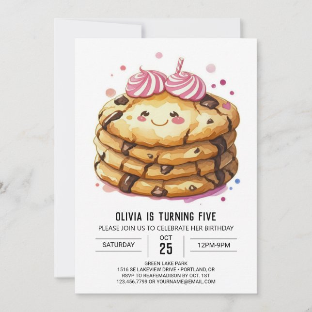 Elegant Fun Sprinkles Cookies Birthday Invitation (Front)
