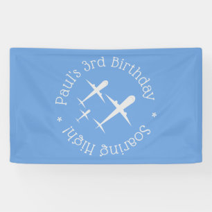 Elegant Fun Three Aeroplanes on Blue, Personalised Banner