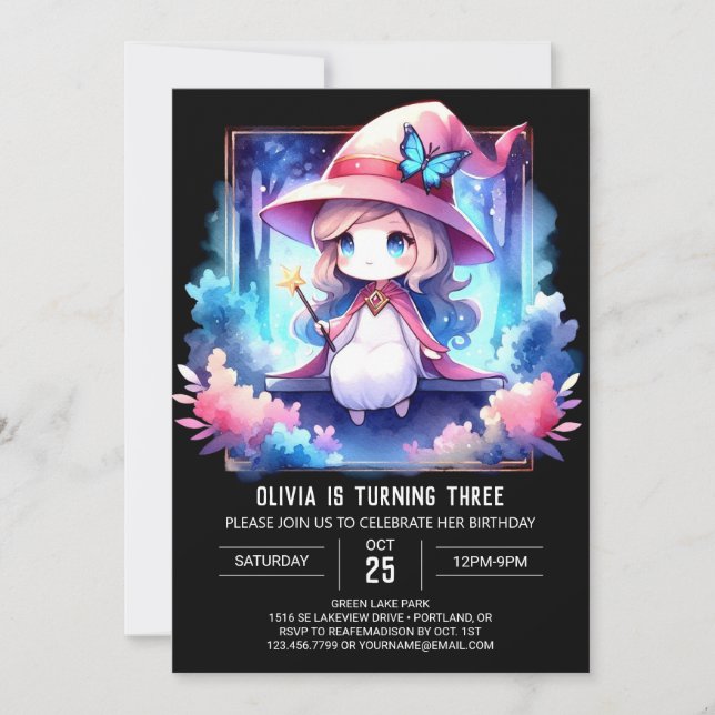 Elegant Fun Wizard Birthday Invitation (Front)