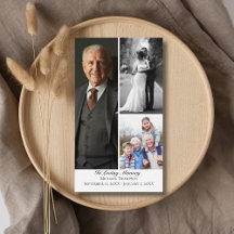 Elegant Funeral 3 Photo Sympathy Memorial Prayer