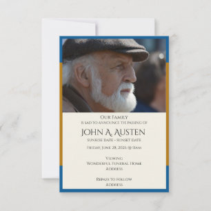Elegant Funeral Announcement Card – Small Format  