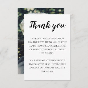 Elegant Funeral Black White Thank You With Photo