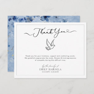 Elegant Funeral Card with Dove Golden Blue Flower