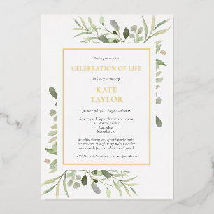 Elegant Funeral Celebration of Life Greenery Gold