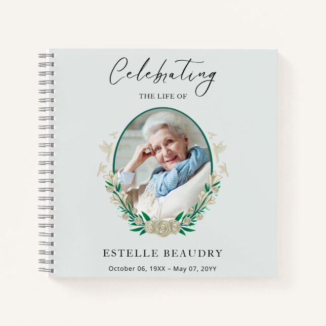 Elegant Funeral Celebration of life Guest Book (Front)