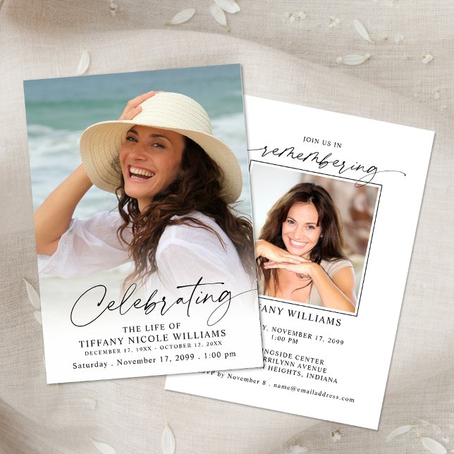 Elegant Funeral Celebration of Life Photo Memorial Invitation (Creator Uploaded)