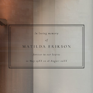 Elegant Funeral   Classic Celebration of Life Window Cling