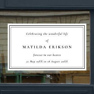 Elegant Funeral   Classic In Loving Memory Window Cling