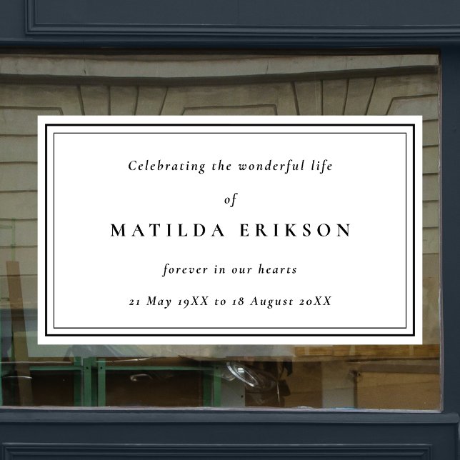 Elegant Funeral | Classic In Loving Memory Window Cling (Creator Uploaded)