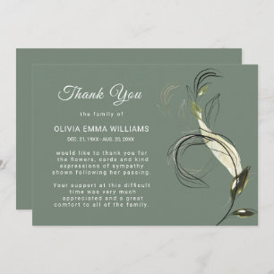 Elegant Funeral Greenery Gold Thank You Card