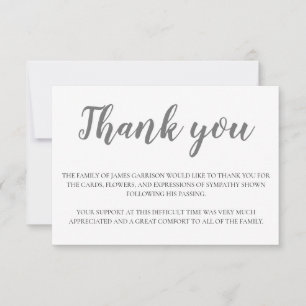 Elegant Funeral Grey White Thank You
