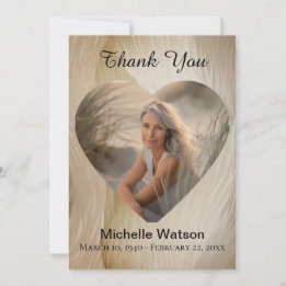 Elegant Funeral Heart Photo Gold Thank You Card