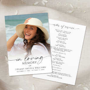 Elegant Funeral In Loving Memory Photo Script Programme