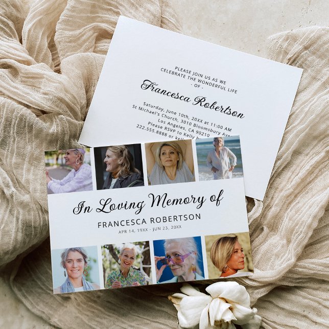 Elegant Funeral Memorial Celebration of Life Invitation (Creator Uploaded)