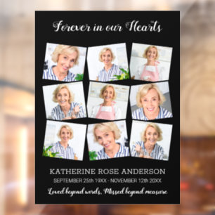 Elegant Funeral Memorial Keepsake 9 Photo Collage Window Cling