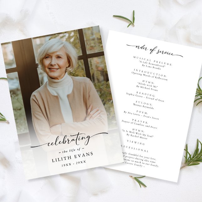 Elegant Funeral Memorial Order Of Service Photo Programme (Creator Uploaded)