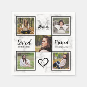 Elegant Funeral Memorial Personalise Photo Collage Napkin