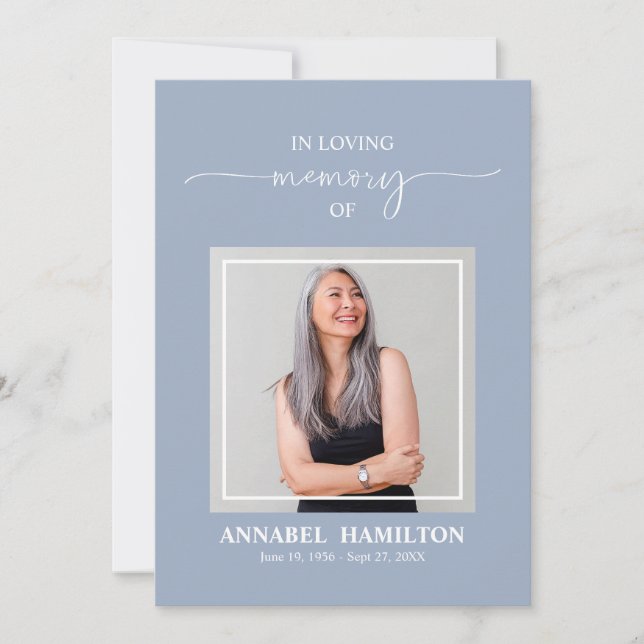 Elegant Funeral Memorial Photo Card Program (Front)