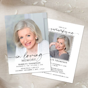 Elegant Funeral Memorial Photo In Loving Memory Invitation