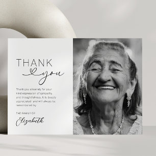 Elegant Funeral Memorial Photo Thank You Card