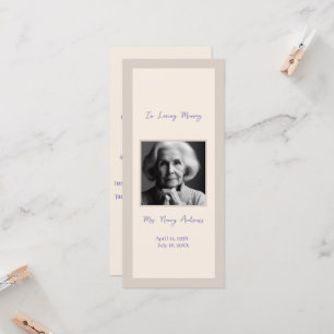 Elegant Funeral Memorial Service Bookmark Card
