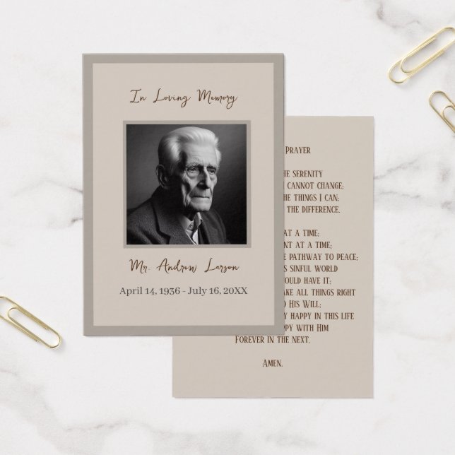 Elegant Funeral Memorial Service Prayer Card (Office)