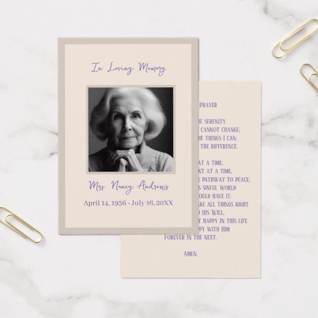 Elegant Funeral Memorial Service Prayer Card (Office)