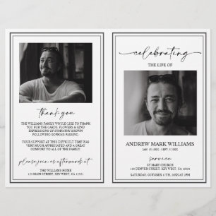 Elegant Funeral Order of Service Folded Program