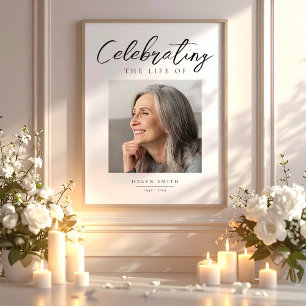 Elegant Funeral Photo Celebration of Life Poster