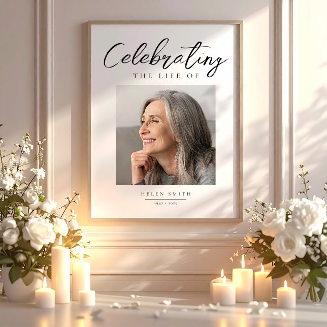 Elegant Funeral Photo | Celebration of Life Poster (Elegant Funeral Photo | Celebration of Life Poster)