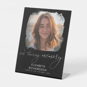 Elegant Funeral Photo In Loving Memory Pedestal Sign