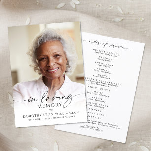 Elegant Funeral Photo In Loving Memory Program Programme