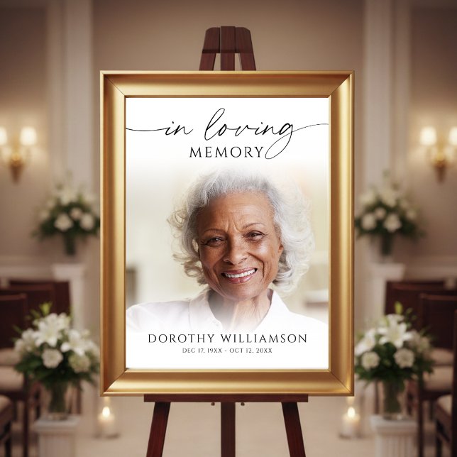 Elegant Funeral Photo In Loving Memory Sign (Creator Uploaded)