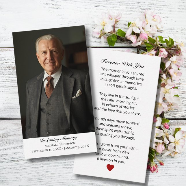 Elegant Funeral Photo Sympathy Memorial Prayer Business Card (Creator Uploaded)