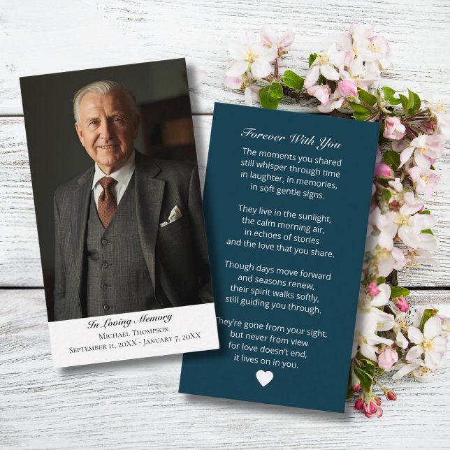 Elegant Funeral Photo Sympathy Memorial Prayer Business Card (Creator Uploaded)