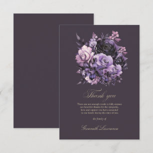 Elegant Funeral Plum Purple Roses Thank You Card